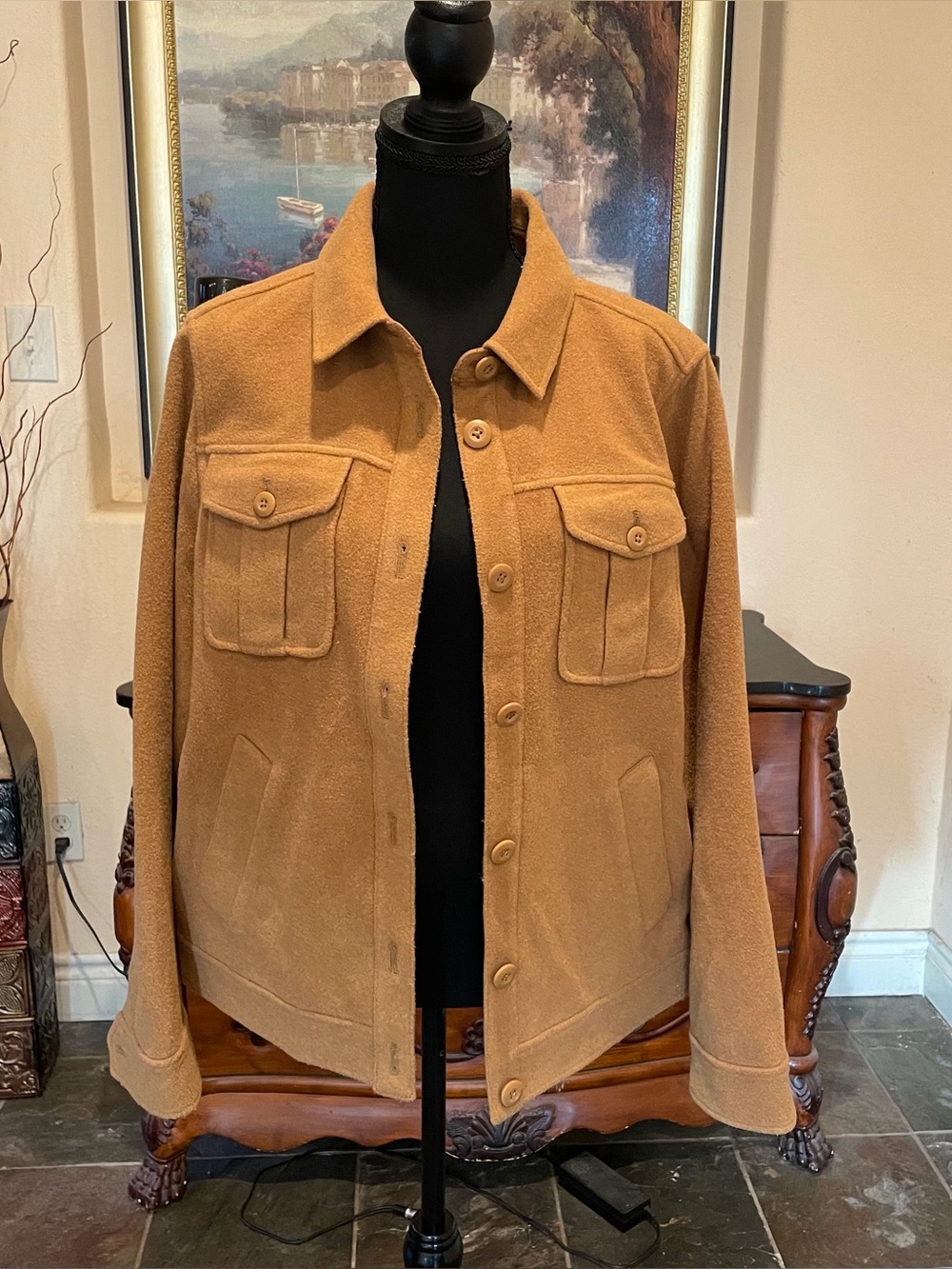 J.Crew Camel Wool-Blend Button Front Jacket